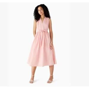 NEW Kate Spade New York Gingham Burnout Dress Dount Pink V Neck Cotton Womens 14